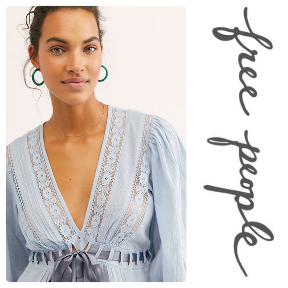New Free People Favorite Romance Tunic Color Sky - Picture 4 of 7